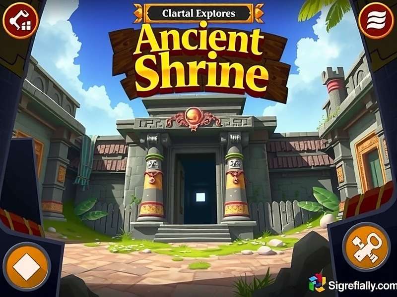 Ancient Shrine Explorer Main Screen showing temple entrance